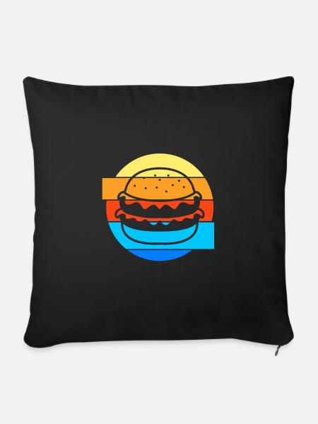 Cheeseburger Burger - Sofakissenbezug 45 x 45 cm - Schwarz