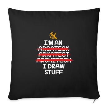 architecte - Housse de coussin décorative 45 x 45 cm - noir - Devant