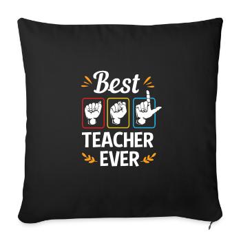 Langue des signes ASL sourd - Housse de coussin décorative 45 x 45 cm - noir - Devant