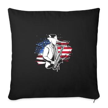 Saxophoniste saxophoniste - Housse de coussin décorative 45 x 45 cm - noir - Devant