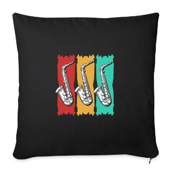Saxophoniste saxophoniste - Housse de coussin décorative 45 x 45 cm - noir - Devant
