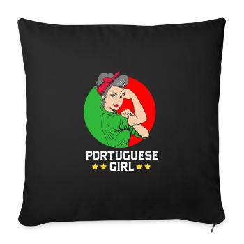 Portugal - Housse de coussin décorative 45 x 45 cm - noir - Devant