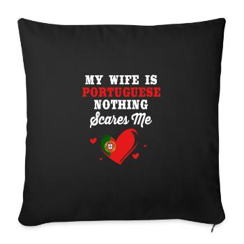 Portugal - Housse de coussin décorative 45 x 45 cm - noir - Devant