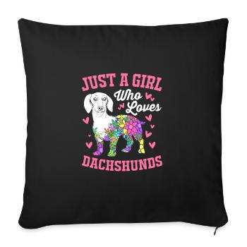 Teckel - Housse de coussin décorative 45 x 45 cm - noir - Devant