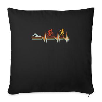 Triathlon Schwimmen Radfahren Laufen Sport - Sofakissenbezug 45 x 45 cm - Schwarz - Vorne