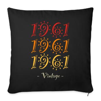 1961 vintage - Sofa pillowcase 17,3'' x 17,3'' (45 x 45 cm) - black - Front