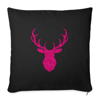 Deer head pink - Sofa pillowcase 17,3'' x 17,3'' (45 x 45 cm) - black - Front