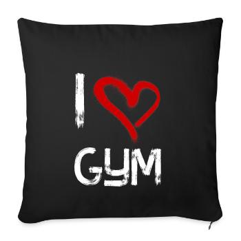 J'adore salle de gym - Housse de coussin décorative 45 x 45 cm - noir - Devant