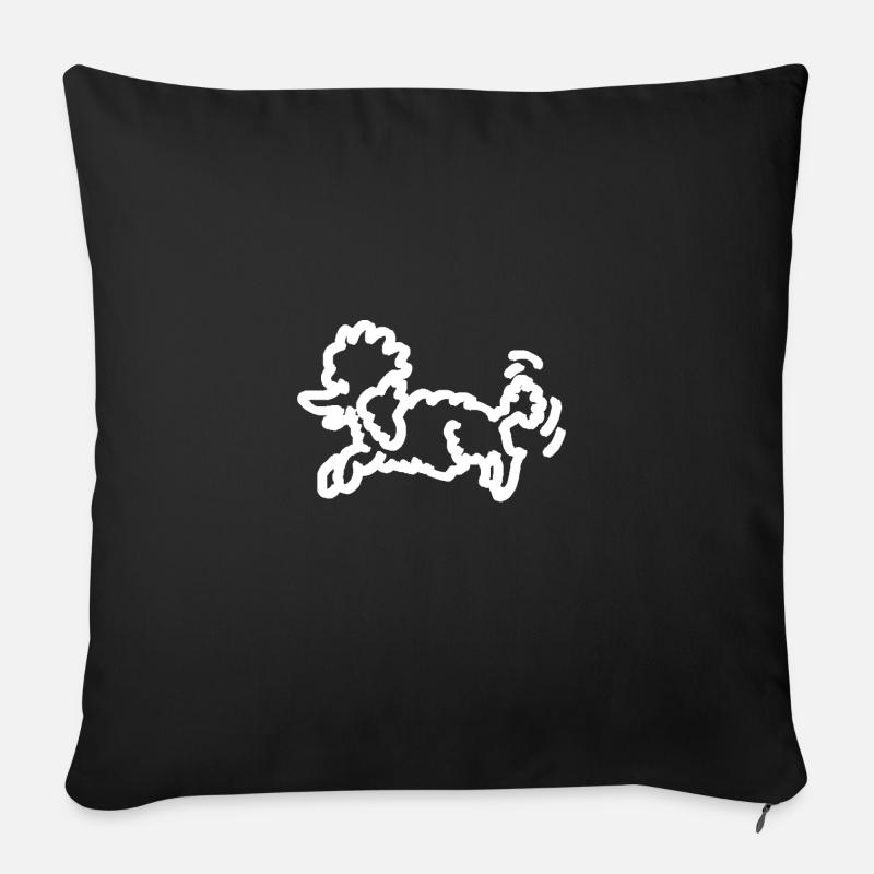 Pudel schwarz der sich freut - Sofakissenbezug 45 x 45 cm - Schwarz