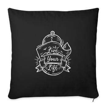 VIVEZ VOTRE VIE NATURE PAYS EN DISANT MOTIF CADEAU - Housse de coussin décorative 45 x 45 cm - noir - Devant