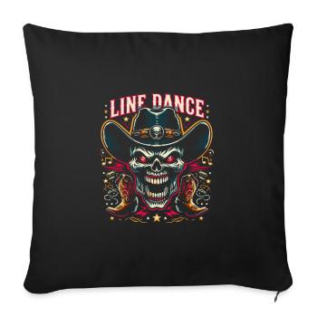Line Dance Skull with Stetson and Boots and Lasso - Sofa pillowcase 17,3'' x 17,3'' (45 x 45 cm) - black - Front