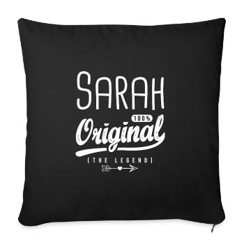 Sarah ORIGINAL personalized shirt first name Sarah - Sofa pillowcase 17,3'' x 17,3'' (45 x 45 cm) - black - Front