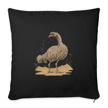 Oiseau autruche - Housse de coussin décorative 45 x 45 cm - noir - Devant