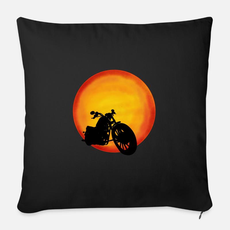 Chopper Soleil, Rocker, Biker - Housse de coussin décorative 45 x 45 cm - noir