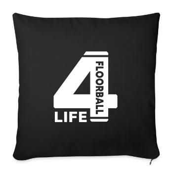 Floorball « Floorball 4 Life » Joueur de floorball - Housse de coussin décorative 45 x 45 cm - noir - Devant