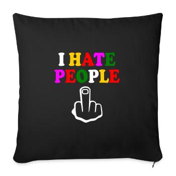 I hate people - Housse de coussin décorative 45 x 45 cm - noir - Devant