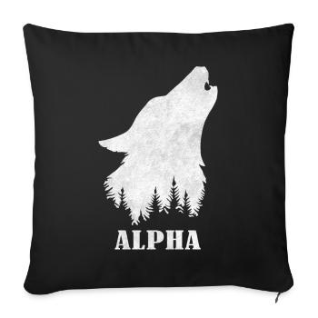 Alpha - Wolf - Wulf - Sofa pillowcase 17,3'' x 17,3'' (45 x 45 cm) - black - Front