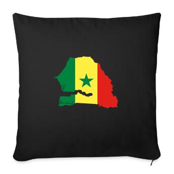 Senegal map flag flag - Sofa pillowcase 17,3'' x 17,3'' (45 x 45 cm) - black - Front