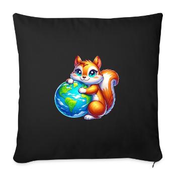 Squirrel for Earth Environmental Protection Nature Conservation - Sofa pillowcase 17,3'' x 17,3'' (45 x 45 cm) - black - Front