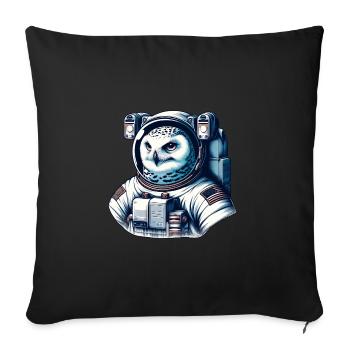 Harfang des neiges dans l’espace : mission d’astronaute - Housse de coussin décorative 45 x 45 cm - noir - Devant