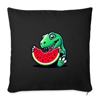 Sweet T-Rex Dino mange de la pastèque plus fruitée - Housse de coussin décorative 45 x 45 cm - noir - Devant