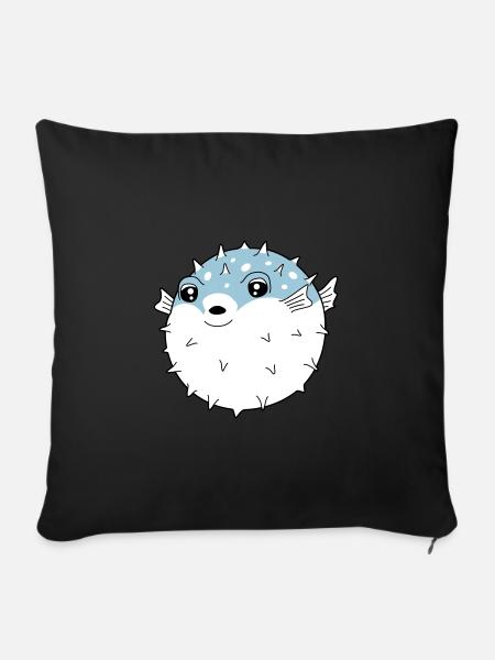 Fugu globe fish - Sofa pillowcase 17,3'' x 17,3'' (45 x 45 cm) - black