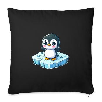 Pingouin, Fonte Des Glaces, Pôle Sud - Housse de coussin décorative 45 x 45 cm - noir - Devant
