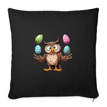 Eule Jongliert Ostereier Osterartist - Sofakissenbezug 45 x 45 cm - Schwarz - Vorne