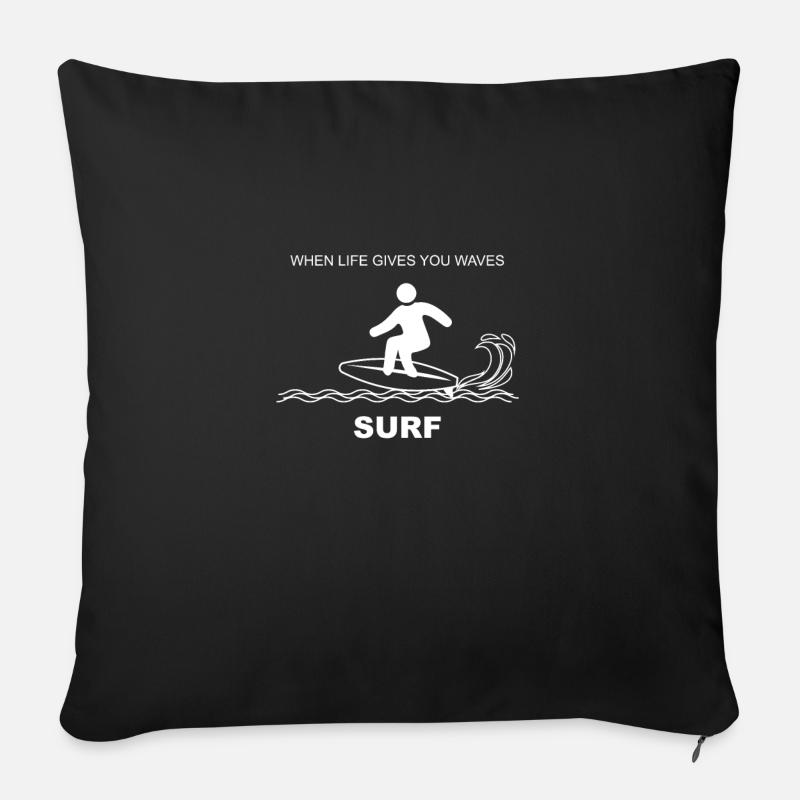 surfing - Sofa pillowcase 17,3'' x 17,3'' (45 x 45 cm) - black
