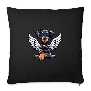 Cute Doberman Angel with Wings Design - Sofa pillowcase 17,3'' x 17,3'' (45 x 45 cm) - black - Front