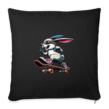 Cool Skateboarder lapin de Pâques Design - Housse de coussin décorative 45 x 45 cm - noir - Devant