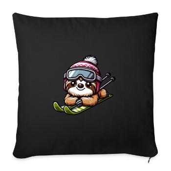 Sloth Skier Winter Vacation Sports - Sofa pillowcase 17,3'' x 17,3'' (45 x 45 cm) - black - Front