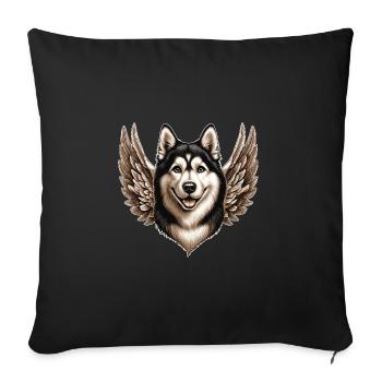 Dog Husky Wolfhound German Shepherd Angel Wings - Sofa pillowcase 17,3'' x 17,3'' (45 x 45 cm) - black - Front