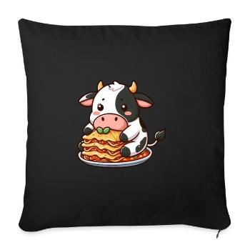 Amateur de lasagnes au taureau de vache Italie Nourriture - Housse de coussin décorative 45 x 45 cm - noir - Devant