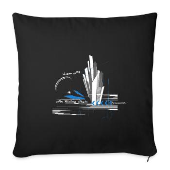 Libert'All Paramoteur Urban Fly bleu - Housse de coussin décorative 45 x 45 cm - noir - Devant