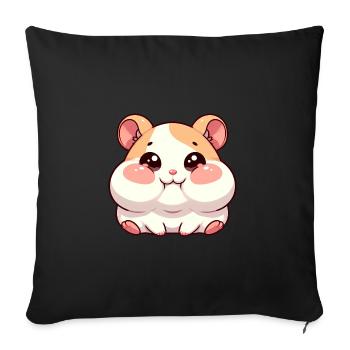 Süßer Hamster mit prallen Backen - Sofakissenbezug 45 x 45 cm - Schwarz - Vorne