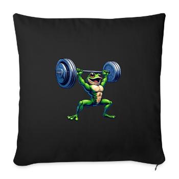 Frosch Gewichtheber Hantel Fitness Workout - Sofakissenbezug 45 x 45 cm - Schwarz - Vorne