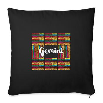 Signe du zodiaque Gémeaux - Housse de coussin décorative 45 x 45 cm - noir - Devant