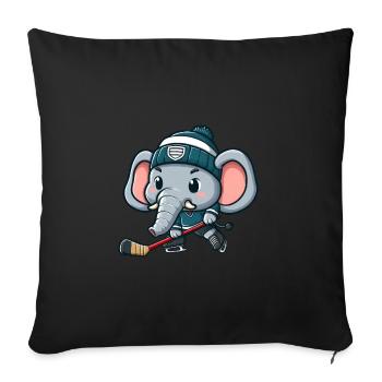 Süßer Elefant Comic Eishockeyspieler Design - Sofakissenbezug 45 x 45 cm - Schwarz - Vorne