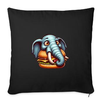 éléphant mange hamburger restauration rapide drôle - Housse de coussin décorative 45 x 45 cm - noir - Devant