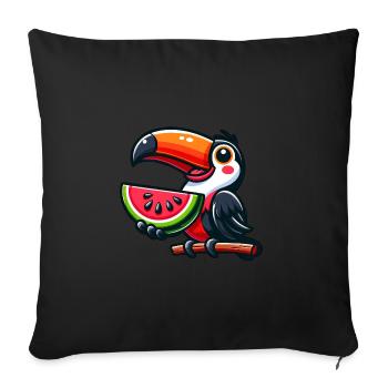 Oiseau, Toucan, Oiseau De Paradis, Melon, Pastèque - Housse de coussin décorative 45 x 45 cm - noir - Devant