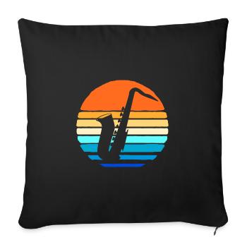 Saxophoniste saxophoniste - Housse de coussin décorative 45 x 45 cm - noir - Devant