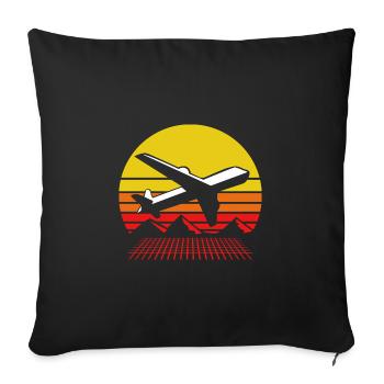 Pilot Airplane - Sofa pillowcase 17,3'' x 17,3'' (45 x 45 cm) - black - Front