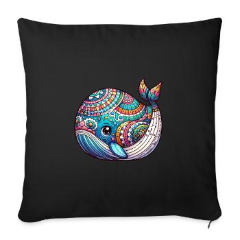 Artistiquement peint baleine éclosion de l’œuf de Pâques - Housse de coussin décorative 45 x 45 cm - noir - Devant