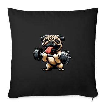 Entraînement Carlin : Entraînement avec haltères avec plaisir - Housse de coussin décorative 45 x 45 cm - noir - Devant
