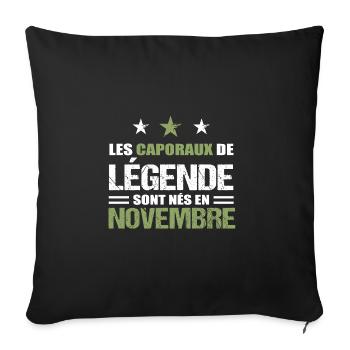 Caporal cadeau anniversaire novembre militaire - Housse de coussin décorative 45 x 45 cm - noir - Devant
