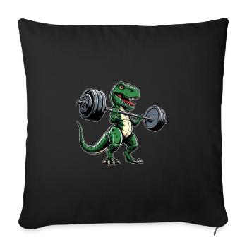 T-Rex Workout Haltères Développé couché Cool - Housse de coussin décorative 45 x 45 cm - noir - Devant