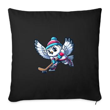 Schneeeule Hockeyspieler Cartoon Eishockey - Sofakissenbezug 45 x 45 cm - Schwarz - Vorne