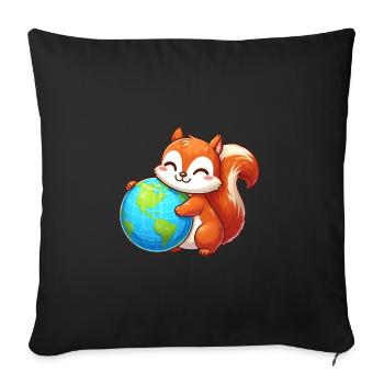 Écureuils pour la protection de l’environnement et la conservation de la nature - Housse de coussin décorative 45 x 45 cm - noir - Devant