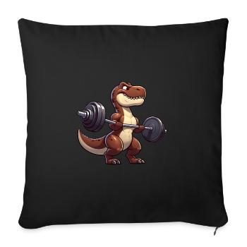 T-Rex avec conception d’entraînement avec haltères - Housse de coussin décorative 45 x 45 cm - noir - Devant